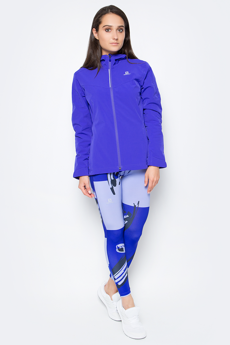 Куртка женская Salomon Nova Hoodie Jkt W, цвет: cиний. L39087400. Размер L (48/50)L39087400 Куртка женская Salomon Nova Hoodie Jkt W, цвет: cиний. L39087400. Размер L (48/50)L39087400Теплая, непродаваемая, элегантная куртка Salomon из эластичного материалас капюшоном отлично подходит как для занятий спортом, так и для отдыха после тренировок. Куртка с длинными рукавами застегивается на молнию. Манжеты рукавов регулируются хлястиком с липучкой.