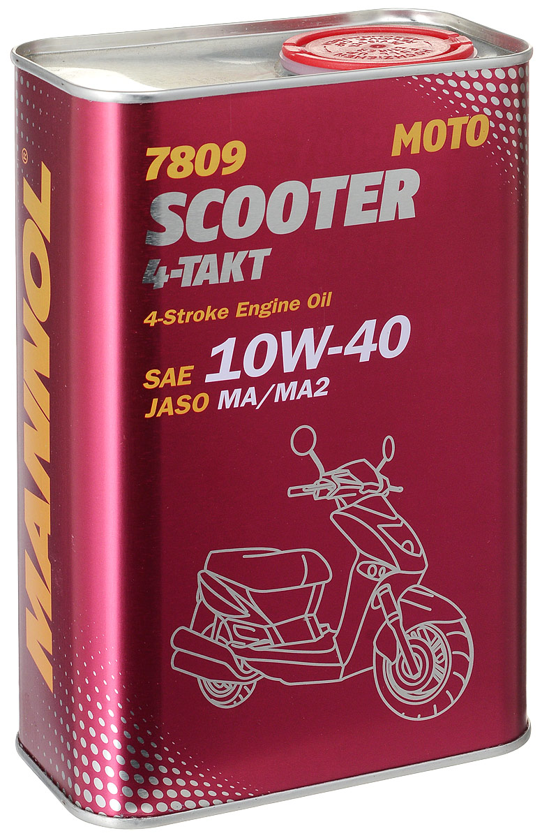 Моторное масло MANNOL 7809 Scooter 4-Takt, полусинтетическое, 1 л6009 Моторное масло MANNOL 7809 Scooter 4-Takt, полусинтетическое, 1 л6009Современное моторное масло, специально разработанное для 4-х тактных двигателей скутеров, мотороллеров, мопедов с каталитическим нейтрализатором и без него. Синтетический пакет присадок обеспечивает устойчивую работу системы смазки высоконагруженных двигателей большого и малого объема (от 50 до 650 см3) с воздушным или водяным охлаждением. Высококачественная базовая основа гарантирует максимальную защиту от износа и исключительную чистоту деталей двигателя. Отличается высокими термостабильными характеристиками. Может применяться с этилированным и неэтилированным бензином. Продукт имеет допуски / соответствует спецификациям / продуктам:SAE 10W-40API SLJASO MA/MA2YAMAHA SUZUKI KAWASAKI HONDA