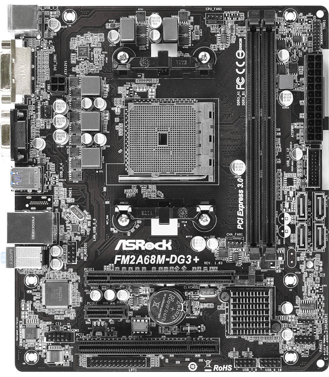ASRock FM2A68M-DG3+ материнская плата392649 ASRock FM2A68M-DG3+ материнская плата392649Материнская плата ASRock FM2A68M-DG3+.Помимо двух фронтальных коннекторов USB 2.0 на этой материнской плате имеется дополнительный коннектор 19-pin Flexible USB 2.0 для фронтальных разъемов USB 3.1 Gen1 с поддержкой USB 2.0. Поскольку сейчас в большинстве корпусов есть только панель для разъемов USB 3.1 Gen1 для коннекторов 19-pin, компания ASRock установила на плате коннектор Flexible USB 2.0 для двух фронтальных разъемов USB.Эта материнская плата поддерживает процессоры AMD FM2 и FM2+. Некоторые функции можно использовать только с процессорами FM2+.Системные платы ASRock обладают поддержкой интерфейса нового поколения PCIe 3.0! PCI Express 3.0 позволяет обеспечить пропускную способность для нового поколения видео карт PCI Express 3.0, гарантируя запредельную графическую производительность.Для сборки лучших материнских плат компания ASRock выбирает только высококачественные материалы, и поэтому данная материнская плата на 100% оснащена твердотельными конденсаторами. Такие конденсаторы очень надежны в работе и обеспечивают стабильную производительность.Возможно, вы еще не задумывались над тем, что ваш компьютер очень боится воды, влаги и любых ее проявлений. Отсутствие прямого контакта с водой еще ничего не означает – невидимая избыточная влага медленно и незаметно уничтожает вашу материнскую плату. Конечно, от влаги ваша плата не растает, но она просто выйдет из строя от короткого замыкания. К счастью, компания ASRock разработала новую конструкцию (High Density Glass Fabric PCB), в которой уменьшены зазоры между печатными платами, что обеспечивает дополнительную защиту от короткого замыкания, вызываемого влажностью.Магазин ASRock APP Shop создан для вашего удобства. Мы предлагаем для загрузки различные приложения и утилиты. Благодаря магазину приложений ASRock APP Shop ваша материнская плата и ваша система всегда будут содержать последние версии ПО.Функция Fast Boot загружает компьютер настолько быстро, что у пользователей нет возможности войти в UEFI во время показа сообщений POST. Технология ASRock Restart to UEFI позволяет автоматически загружать UEFI при следующем включении или перезагрузке компьютера. Предназначена для тех, кому приходится часто заходить в настройки UEFI.Сырость – враг электроники, поэтому персональный компьютер всегда должен оставаться сухим. Предотвратить ущерб материнской плате от воздействия влаги поможет функция Dehumidifier. При ее активации компьютер будет включаться автоматически для осушения системы после перехода в состояние S4/S5.