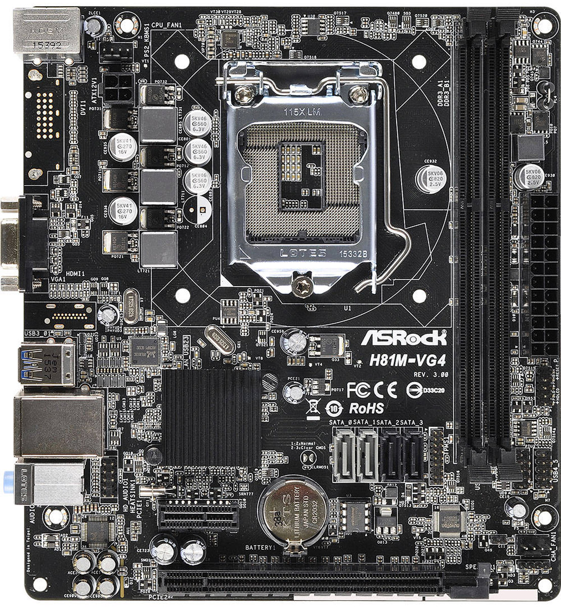 ASRock H81M-VG4 R3.0 материнская плата394078 ASRock H81M-VG4 R3.0 материнская плата394078Материнская плата ASRock H81M-VG4 R3.0.Возможно, вы еще не задумывались над тем, что ваш компьютер очень боится воды, влаги и любых ее проявлений. Отсутствие прямого контакта с водой еще ничего не означает - невидимая избыточная влага медленно и незаметно уничтожает вашу материнскую плату. Конечно, от влаги ваша плата не растает, но она просто выйдет из строя от короткого замыкания. К счастью, компания ASRock разработала новую конструкцию (High Density Glass Fabric PCB), в которой уменьшены зазоры между печатными платами, что обеспечивает дополнительную защиту от короткого замыкания, вызываемого влажностью.После установки драйвера App Charger ваш iPhone будет заряжать на 40% быстрее, чем раньше. ASRock App Charger поддерживает возможность зарядки даже когда система находится в режиме Standby (S1), Suspend to RAM (S3), hibernation mode (S4) или выключена (S5). Технология App Charger применяется во всех современных системных платах компании ASRock.На этой материнской плате ASRock установлен сетевой чип Realtek Gigabit LAN с поддержкой суперскоростного соединения с Интернетом.Некоторые компоненты материнской платы особенно чувствительны к перепадам напряжения, и избыточный ток на них может привести к мгновенному сбою всей системы. Технология ASRock Full Spike Protection надежно защищает эти компоненты материнской платы от внезапных скачков напряжения.Функция Fast Boot загружает компьютер настолько быстро, что у пользователей нет возможности войти в UEFI во время показа сообщений POST. Технология ASRock Restart to UEFI позволяет автоматически загружать UEFI при следующем включении или перезагрузке компьютера. Предназначена для тех, кому приходится часто заходить в настройки UEFI.