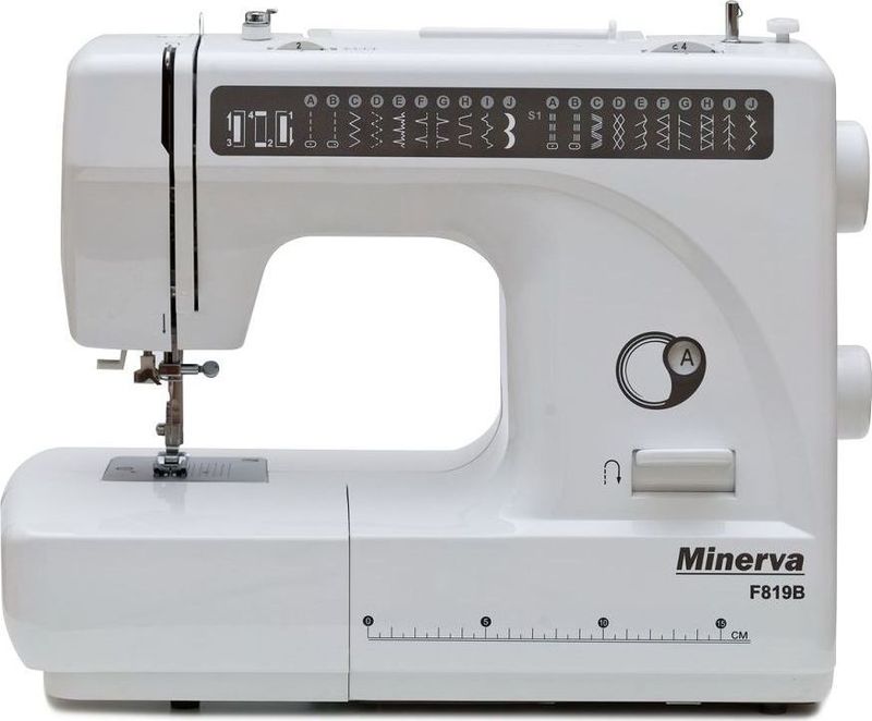 Minerva F819B швейная машинаM-F819B Minerva F819B швейная машинаM-F819BMinerva F819B – это машина сочетающая в себе простоту работы и многофункциональность за приемлемую цену. Машина снабжена 19 видами строчек и петлёй полуавтоматом. Среди строчек имеются эластичные строчки для трикотажа, оверлочные, потайные подшивочные, а также фестонные и декоративные строчки для вышивки. Все строчки и операции переключаются в удобном режиме, не усложняя работу. Также машина предполагает работу с двойной иглой, что поможет Вам сделать красивые и ровные отделочные строчки на вашем изделии.Приятным моментом будет для вас наличие автоматической заправки нити и нитеобрезателя. Это ускорит вашу работу и уберёт сложности с заменой нитки.Также машина имеет подсветку рабочей поверхности, что сохранит ваше зрение и улучшит качество работы.Характеристики:Класс: ЭлектромеханическаяПетля: ПолуавтоматЧелнок: ВертикальныйНитеобрезчик: ЕстьСкорость шитья: 800 об/мин.Длина стежка: 4 ммВозможностиВыполняет 19 видов строчек:рабочие операции, эластичные строчки для трикотажных тканей, декоративная и фестонная вышивки, оверлочные строчки, потайная подшивка низа.Вертикальное челночное устройство.Плавная регулировка длины стежка от 0 до 4 мм.Плавная регулировка ширины строчек от 0 до 5 мм.Подъем лапки: 7 ммРаботает с различными видами тканей.Автоматическое переключение на холостой ход при намотке на шпульку.Быстрая замена лапокРеверсУдобный выбор строчек и операцииРабота двойной иглойРукавная консольПодсветка рабочей поверхности (лампа накаливания 15 Вт)Работа двойной иглойМощность: 135 ВтКомплектация:Направляющая для выстегиванияНабор иглИнструменты и шпулькиМягкий чехолЛапки:Универсальная лапкаЛапка для выметывания петлиЛапка для вшивания молнииЛапка для пришивания пуговицДисплей: НетКорпус: Пластик3 года гарантии