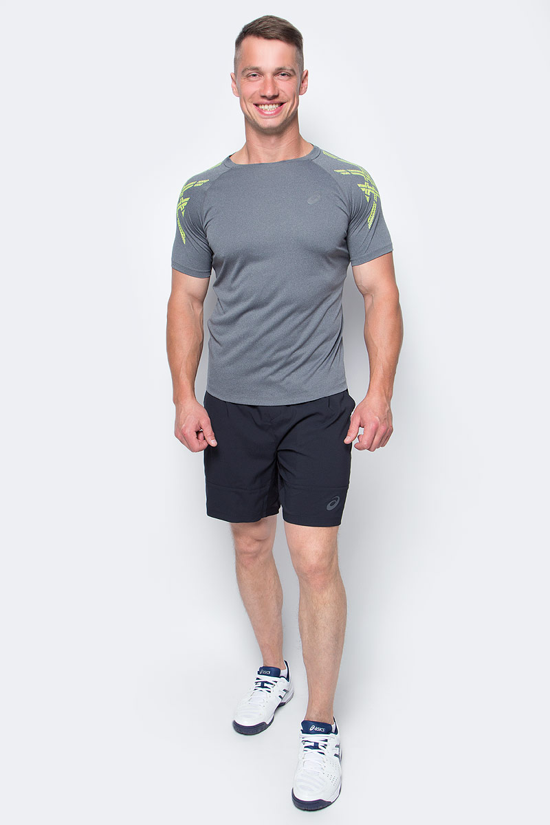 Футболка для бега мужская Asics Asics Stripe SS Top, цвет: серый. 141199-0773. Размер L (50/52)141199-0773 Футболка для бега мужская Asics Asics Stripe SS Top, цвет: серый. 141199-0773. Размер L (50/52)141199-0773Мужская футболка для бега Asics Asics Stripe SS Top выполнена из 100% полиэстера. Модель с круглым вырезом горловины и короткими рукавами.
