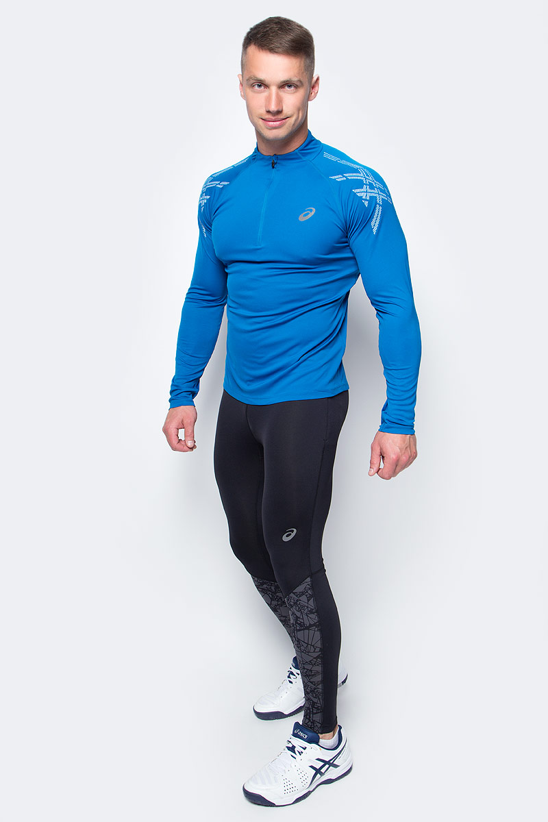 Лонгслив для бега мужской Asics Asics Stripe 1/2 Zip, цвет: синий. 141203-8154. Размер XL (52/54)141203-8154 Лонгслив для бега мужской Asics Asics Stripe 1/2 Zip, цвет: синий. 141203-8154. Размер XL (52/54)141203-8154Мужской лонгслив Asics выполнен из полиэстера.У модели воротник-стойка и длинные рукава реглан. Изделие спереди оформлено застежкой-молнией и дополнено светоотражающими деталями. Технология Motion Dry позволяет выводить влагу, оставляя тело сухим и сохраняя его оптимальный температурный режим.