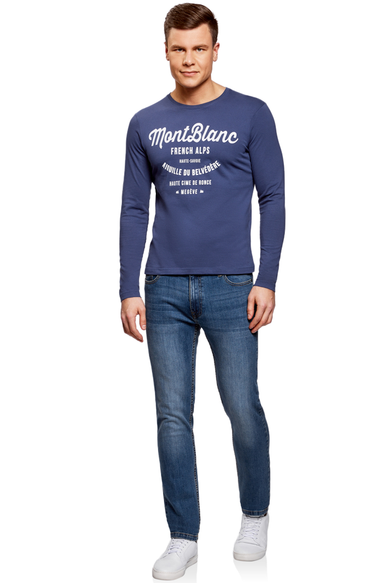Лонгслив мужской oodji Basic, цвет: синий. 5B512003M/25754N/7512P. Размер L (52/54)5B512003M/25754N/7512P Лонгслив мужской oodji Basic, цвет: синий. 5B512003M/25754N/7512P. Размер L (52/54)5B512003M/25754N/7512PМужской лонгслив от oodji выполнен из натурального хлопкового трикотажа. Модель с длинными рукавами и круглым вырезом горловины на груди оформлена принтованными надписями.