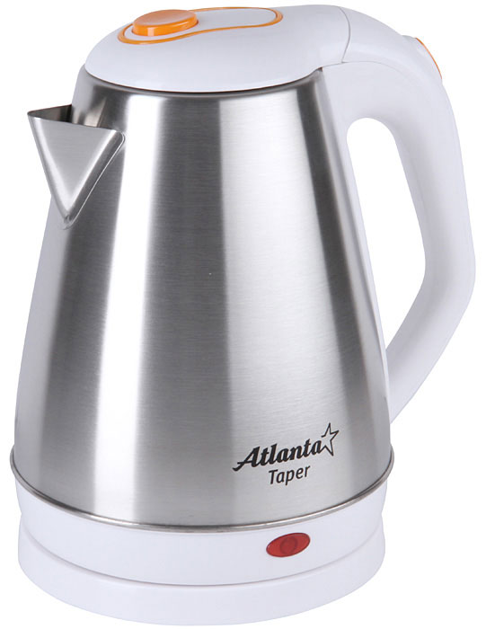 Atlanta ATH-2433, White чайник электрическийATH-2433 Atlanta ATH-2433, White чайник электрическийATH-2433Электрический чайник Atlanta ATH-2433 прост в управлении и долговечен в использовании. Изготовлен из высококачественных материалов. Мощность 1500 Вт быстро вскипятит 1,8 литра воды. Беспроводное соединение позволяет вращать чайник на подставке на 360°. Для обеспечения безопасности при повседневном использовании предусмотрены функция автовыключения, а также защита от включения при отсутствии воды.