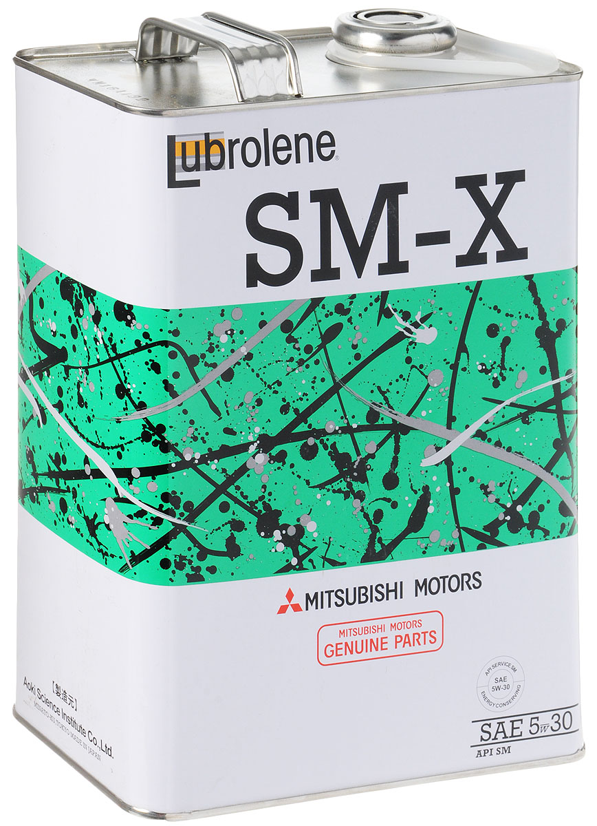 Масло моторное Mitsubishi Мotors Lubrolene, синтетическое, SM-Х, класс вязкости 5W-30, 4 лMZ102B Масло моторное Mitsubishi Мotors Lubrolene, синтетическое, SM-Х, класс вязкости 5W-30, 4 лMZ102BМоторное масло Mitsubishi Мotors Lubrolene - это высококачественное энергосберегающее моторное масло для бензиновых GDI двигателей легковых автомобилей Mitsubishi, в том числе с турбонаддувом. Масло обеспечивает легкий запуск и защиту двигателя даже в условиях повышенных скоростей и тяжелых условиях эксплуатации, обладает низкой испаряемостью и экологичностью.Рекомендации по замене: согласно инструкции по эксплуатации автомобиля или каждые 10-15 тысяч километров для бензиновых двигателей, для дизельных - 5000 километров. В случае тяжелых условий эксплуатации - 5000 километров.Состав: синтетическое базовое масло (гидрокрекинг), комплекс присадок.Товар сертифицирован.