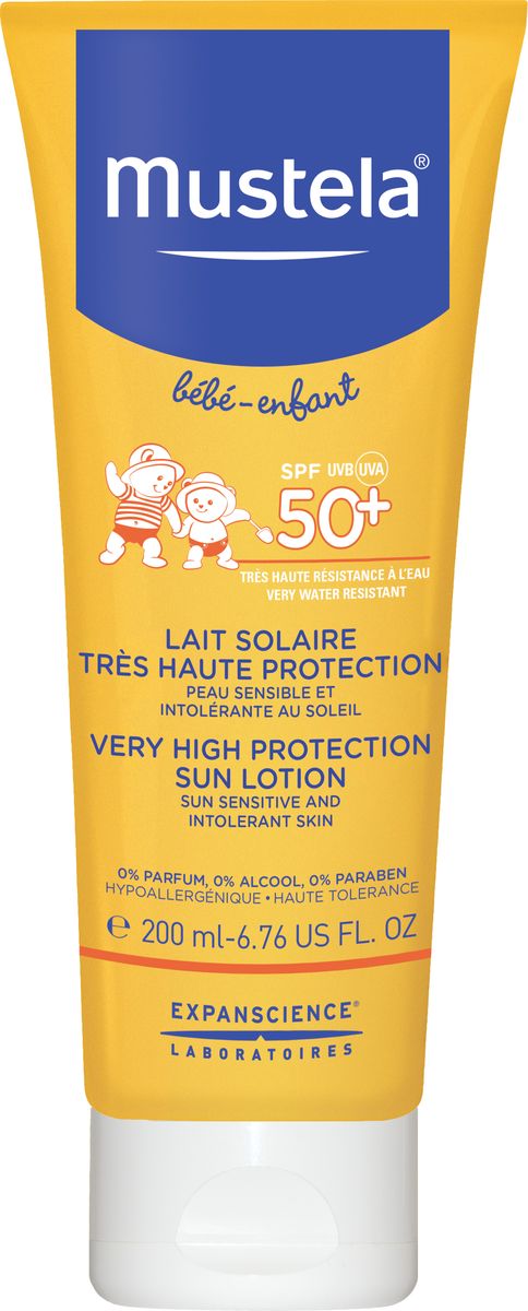 Mustela Sun Солнцезащитное молочко SPF 50+, 200 млМ188 Mustela Sun Солнцезащитное молочко SPF 50+, 200 млМ188Солнцезащитное молочко для лица и тела с очень высокой степенью защиты SPF 50+.Разработано для минимизации риска аллергических реакций. Клинически доказанная высокая переносимость и степень защиты SPF 50+ (25PPD). Подходит для чувствительной и склонной к атопии кожи. Протестировано под дерматологическим и педиатрическим контролем.Входящий в состав активный ингредиент природного происхождения Avocado Perseose® укрепляет кожный барьер малыша и защищает клеточные ресурсы его кожи от ультрафиолетовых лучей. Устойчиво к смыванию водой.0% отдушек, этилового спирта, парабенов.Приоритет отдается ингредиентам природного происхождения.Инструкция по применению: наносите обильно на сухую кожу малыша как минимум каждые два часа и после каждого купания.Состав: AQUA (WATER), COCO-CAPRYLATE/CAPRATE, CAPRYLIC/CAPRIC TRIGLYCERIDE, DICAPRYLYL CARBONATE, GLYCERIN, DIETHYLAMINO HYDROXYBENZOYL HEXYL BENZOATE, LAURYL GLUCOSIDE, POLYGLYCERYL-2 DIPOLYHYDROXYSTEARATE, ETHYLHEXYL TRIAZONE, PERSEA GRATISSIMA (AVOCADO) OIL, PHENYLBENZIMIDAZOLE SULFONIC ACID, TITANIUM DIOXIDE, BIS-ETHYLHEXYLOXYPHENOL METHOXYPHENYL TRIAZINE, PENTYLENE GLYCOL, POTASSIUM CETYL PHOSPHATE, STEARALKONIUM HECTORITE, TOCOPHEROL, GLYCERYL CAPRYLATE, SODIUM HYDROXIDE, DEHYDROACETIC ACID, ALUMINA, XANTHAN GUM, JOJOBA ESTERS, PROPYLENE CARBONATE, PERSEA GRATISSIMA (AVOCADO) FRUIT EXTRACT.