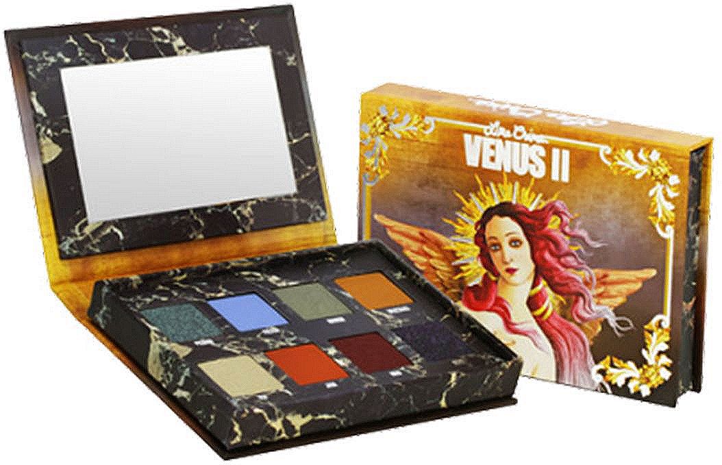 Lime Crime Тени для век Venus Venus II, 16 гL005-02-0000 Lime Crime Тени для век Venus Venus II, 16 гL005-02-0000VENUS II – палетка для тех, кто по достоинству оценил красоту и нежность VENUS: The Grunge Palette и готов перейти на темную сторону! Во второй части VENUS эксперты Lime Crime показывают нам совершенно новый, современный взгляд на классические каноны красоты. В то время как VENUS: The Grunge Palette выполнена в гармонично дополняющих друг друга красновато-коричневых тонах, VENUS II сочетает красные оттенки с горчичным, голубым и даже зеленым (и, кстати, весьма эффектно!), а Lime Crime в свою очередь назвали VENUS II «темной сестрой» первой палетки и своеобразным вторым уровнем после VENUS: The Grunge Palette.Насыщенный черный Pigeon с роскошным изумрудным сиянием, матовый небесно-голубой Filter с жемчужным финишем, приглушенный матовый серо-зеленый Marsh, матовый горчичный вельвет Mustard, Fly – нежный оттенок цветка пеларгонии (слоновая кость с еле заметным зеленоватым перламутром), теплый тыквенный Jam, глубокий коричнево-винный Mud и космический Boot – черный с разноцветным мерцанием – в эти оттенки невозможно не влюбиться! Сухие высокопигментированные текстуры супер-мелкого помола создают насыщенный ровный слой, идеально растушевываются, не осыпаются и не тускнеют в течение многих часов, а дизайн палетки еще раз напоминает, что перед нами – современное произведение искусства.