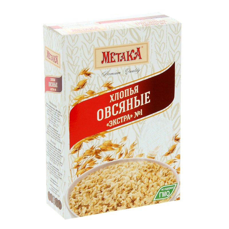 Метака хлопья овсяные экстра, 400 г815 Метака хлопья овсяные экстра, 400 г815Хлопья Метака изготовлены на 100% из цельных злаков, которые содержат все компоненты зерна в природном соотношении. Они сохраняют всю природную пользу - ценные пищевые волокна (клетчатку), минеральные вещества и витамины.Благодаря своему высокому содержанию растительных жиров овес также известен как энергетический злак. Он содержит важные питательные волокна, богатые бета-глюканами. Овсяные хлопья содержат наибольшее количество питательных компонентов овса.