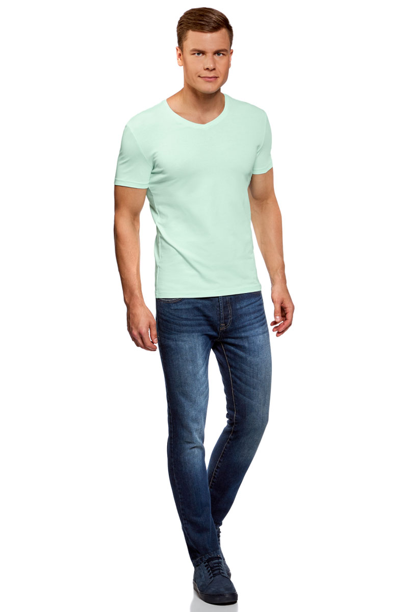 Футболка мужская oodji Basic, цвет: зеленый. 5B612002M/46737N/6500N. Размер L (52/54)5B612002M/46737N/6500N Футболка мужская oodji Basic, цвет: зеленый. 5B612002M/46737N/6500N. Размер L (52/54)5B612002M/46737N/6500NБазовая футболка с V-образным вырезом горловины и короткими рукавами выполнена из эластичного хлопка.