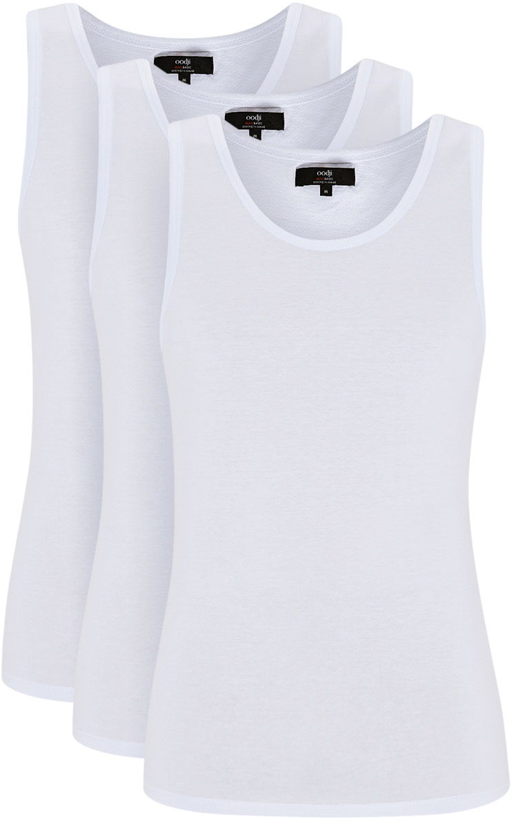 Майка мужская oodji Basic, цвет: белый. 5B700000T3/44133N/1000N. Размер XL (56)5B700000T3/44133N/1000N Майка мужская oodji Basic, цвет: белый. 5B700000T3/44133N/1000N. Размер XL (56)5B700000T3/44133N/1000NКомплект от oodji состоит из трех базовых мужских маек. Практичный набор с одинаковыми майками: вы будете знать, что у вас всегда есть несколько чистых маек.Ткань из хлопка прекрасно пропускает воздух, не вызывает аллергии и комфортна для тела. В такой майке удобно заниматься спортом, активным отдыхом даже в самые жаркие дни.Базовая майка гармонично впишется в любой мужской гардероб и будет востребована вами. Она отлично подходит для повседневного и спортивного гардероба. В сочетании со спортивными брюками или шортами вы получаете удобный сет для спортивных занятий или прогулки на свежем воздухе. Надев майку с джинсами, вы создадите универсальный повседневный лук для любой ситуации: учебы, отдыха, встречи с друзьями.