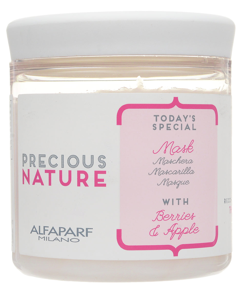 Alfaparf Маска для сухих волос испытывающих жажду Precious Nature Mask for Dry and Thirsty Hair, 200 мл14717 Alfaparf Маска для сухих волос испытывающих жажду Precious Nature Mask for Dry and Thirsty Hair, 200 мл14717Маска интенсивно увлажняет волосы по всей длине, делает их мягкими и шелковистыми. Роскошная крем-гелевая текстура позволяет идеально распутать и смягчить обезвоженные волосы. Входящий в состав экстракт ягод* позволяет защитить волосы от негативного влияния окружающей среды, а экстракт яблока* сохраняет оптимальный гидролипидный баланс, делая волосы гладкимии и блестящими. *100% натуральный ингредиент. НЕ СОДЕРЖИТ сульфатов, парабенов, парафинов, минеральных масел, синтетических веществ, аллергенов*гипоаллергенные экстракты растений и ароматизаторыОбъем: 200 мл