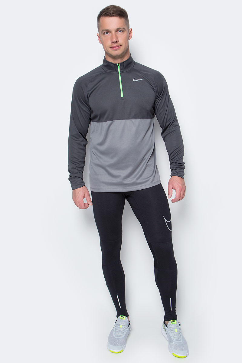 Лонгслив мужской Nike Racer 1/2 Zip Top, цвет: темно-серый, серый. 648588-062. Размер XL (52/54)648588-062 Лонгслив мужской Nike Racer 1/2 Zip Top, цвет: темно-серый, серый. 648588-062. Размер XL (52/54)648588-062Лонгслив от Nike выполнен из полиэстера. Модель с воротником-стойкой и длинными рукавами застегивается на застежку-молнию.