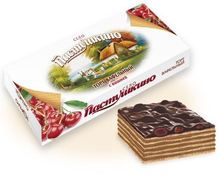 Село Пастушкино вафельный торт с вишней, 220 г4603593005047 Село Пастушкино вафельный торт с вишней, 220 г4603593005047Продукция ТМ Село Пастушкино - это разнообразные кондитерские изделия для всей семьи. Хрустящий вафельный торт - великолепное дополнение к чаепитию в кругу семьи и друзей.