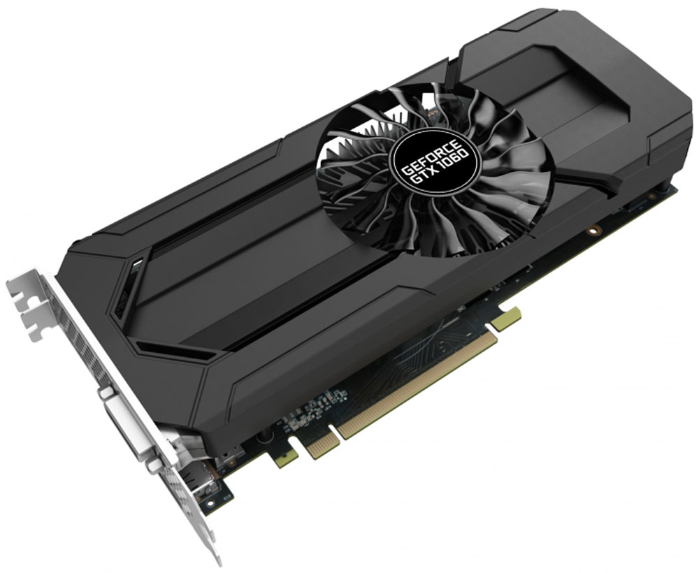 Palit GeForce GTX 1060 StormX 6GB видеокартаNE51060015J9-1061F Palit GeForce GTX 1060 StormX 6GB видеокартаNE51060015J9-1061FPalit GeForce GTX 1060 StormX оснащена инновационными игровыми технологиями, что делает ее идеальном выбором для самых современных игр в высоком разрешении.Видеокарта GeForce GTX 1060 создана на основе архитектуры NVIDIA Pascal, самой технически продвинутой архитектуры GPU из когда-либо созданных. Она обеспечивает высочайшую производительность, которая открывает дорогу к VR-играм и другим возможностям.Видеокарты серии GeForce GTX 10 созданы на основе архитектуры Pascal и обеспечивают увеличение производительности до 3-х раз по сравнению с видеокартами предыдущего поколения, а также они поддерживают новые игровые технологии и революционные возможности VR.Захватывайте изображение и создавайте внутриигровые скриншоты с углом обзора 360 градусов. Делайте скриншоты с любой точки обзора, редактируйте их с помощью фильтров постобработки, записывайте HDR изображения в высоком разрешении и просматривайте их с обзором 360 градусов с помощью смартфона, ПК или гарнитуры виртуальной реальности.Конструкция крепёжной панели с ячейками в виде сот увеличивает отводимый от графического процессора воздушный поток на 15%, что улучшает общую эффективность системы охлаждения.Благодаря трём разъёмам DisplayPort к видеокартам серии Palit можно подключать сразу три монитора с разрешением 4K.DrMOS, ранее доступная только на высокоуровневых серверных платформах, теперь используется и в новом поколении видеокарт Palit. DrMOS обеспечивает низкую шумность и эффективное снижение тепловыделения в тяжело нагруженных цепях питания.Утилита Palit ThunderMaster для Windows дает возможность увеличить быстродействие видеокарты и следить за режимом ее работы, что возможно только с вашим новым графическим акселератором.