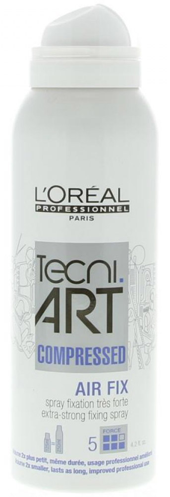 LOreal Professionnel Спрей моментальной супер сильной фиксации Tecni.art Air Fix, 125 млE0613560 LOreal Professionnel Спрей моментальной супер сильной фиксации Tecni.art Air Fix, 125 млE0613560Эр Фикс - спрей сверхсильной моментальной фиксации сохраняет форму вашей прически при любой погоде, не склеивая и не утяжеляя текстуру волос. Ни мокрый снег, ни ливень вашим волосам теперь не страшны - они выглядят идеально. Благодаря комплексу Hi-Shine Resolution, входящему в состав спрея, ваши волосы сияют здоровьем! Вы наслаждаетесь мягким осенним солнышком, ваши волосы искрятся жемчужным блеском, а окружающие провожают вас восхищенными взглядами.В состав комплекса входит анионный полимер, обеспечивающий сверхсильную фиксацию прически. Комплекс также надежно защищает ваши волосы от вредного воздействия солнечных лучей благодаря содержащимся в нем УФ-фильтрам. Вам потребуется всего несколько минут в день для создания потрясающей авторской прически. Уровень фиксации: 5 (сверхсильная фиксация). Спрей подходит для любого типа волос. Аромат спрея: фруктово-цветочный.
