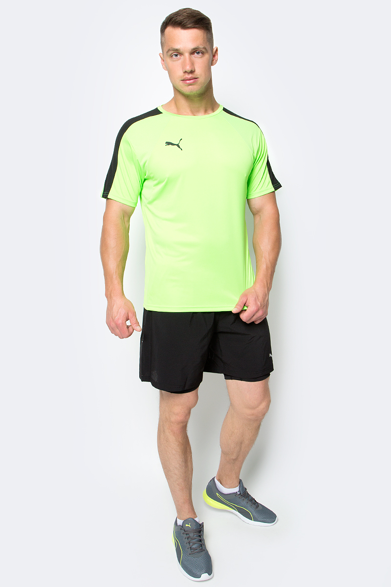 Футболка мужская Puma IT evoTRG Training Tee, цвет: салатовый. 655175_51. Размер L (48/50)655175_51 Футболка мужская Puma IT evoTRG Training Tee, цвет: салатовый. 655175_51. Размер L (48/50)655175_51Футболка мужская IT evoTRG Training Tee изготовлена из полиэстера с использованием высокофункциональной технологии dryCELL, которая отводит влагу, поддерживает тело сухим и гарантирует комфорт. Футболка декорирована надписью evoTRG сзади и логотипом PUMA, нанесенным методом термопечати на правую сторону груди. На спине имеются сетчатые вставки для хорошей циркуляции воздуха. Рукава фирменного покроя также дополнены сетчатым материалом. Изделие имеет стандартную посадку, круглый вырез горловины и короткие рукава. Это удобная футболка для занятий, которая не стесняет движений и поможет сконцентрироваться на тренировке и не обращать внимания на одежду.