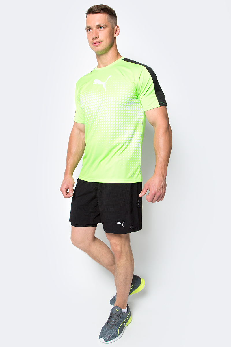 Шорты мужские Puma Pace 2in1 7 Short, цвет: черный. 51495401. Размер L (48/50)51495401 Шорты мужские Puma Pace 2in1 7 Short, цвет: черный. 51495401. Размер L (48/50)51495401Шорты Pace 2in1 7 Short созданы для тренировок и пробежек. Изделие представляет собой шорты 2 в 1: внешние шорты из эластичной, хорошо растягивающейся ткани обеспечивают полную свободу движений, в то время как внутренние шорты выполнены из компрессионного, поддерживающего мышцы материала для улучшения кровообращения. Модель изготовлена из полиэстера с добавлением эластана. Высокотехнологичный материал dryCELL гарантирует оптимальный микроклимат в любых условиях тренировки, так как отводит влагу наружу, поддерживает тело сухим и обеспечивает вентиляцию воздуха в процессе ношения. Ткань изделия обработана уникальной органической пропиткой Cleansport NXT для контроля над неприятным запахом. Шорты имеют вставки из сетчатого материала во избежание перегрева и декорированы логотипом и другими деталями из светоотражающего материала для обеспечения вашей безопасности в темное время суток. Карман сзади снабжен застежкой-молнией и водонепроницаемой подкладкой для надежного хранения ваших вещей. Кроме того, имеется вместительный боковой карман изменяемого объема. Пояс из эластичного материала с кулиской снабжен затягивающимся шнуром для лучшей посадки по фигуре.