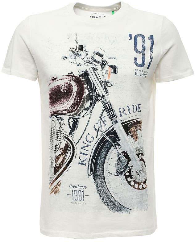 Футболка мужская Sela, цвет: молочный. Ts-211/065-7320. Размер M (48)Ts-211/065-7320 Футболка мужская Sela, цвет: молочный. Ts-211/065-7320. Размер M (48)Ts-211/065-7320Стильная мужская футболка Sela станет отличным дополнением к повседневному гардеробу. Модель прямого кроя с короткими рукавами изготовлена из натурального хлопка и оформлена модным принтом. Круглый вырез горловины дополнен мягкой трикотажной резинкой. Модель подойдет для прогулок и дружеских встреч и будет отлично сочетаться с джинсами, брюками и шортами.