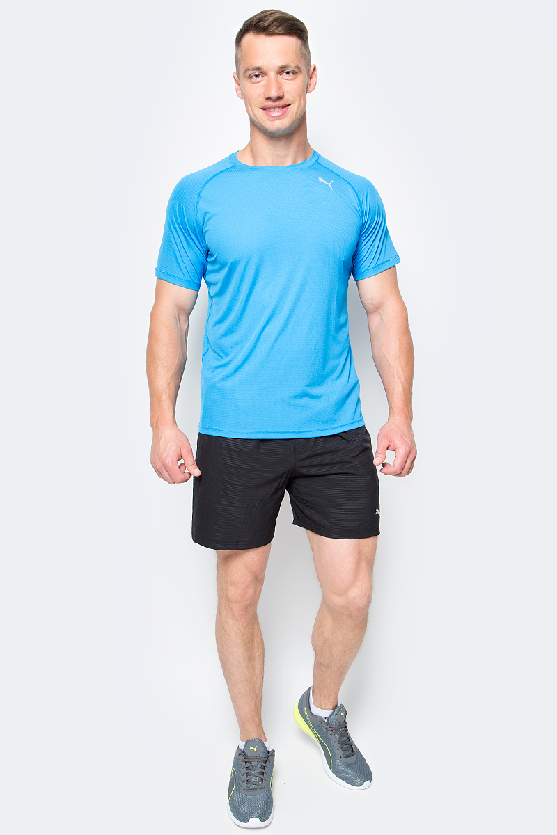 Футболка для бега мужская Puma Core-Run S/S Tee, цвет: лазурный. 515008_04. Размер XXL (52/54)515008_04 Футболка для бега мужская Puma Core-Run S/S Tee, цвет: лазурный. 515008_04. Размер XXL (52/54)515008_04Футболка Core-Run S/S Tee изготовлена с использованием высокофункциональной технологии dryCELL, которая отводит влагу, поддерживает тело сухим и гарантирует комфорт во время активных тренировок и занятий спортом. Легкий супердышащий материал изделия прекрасно держит форму и обеспечивает полный комфорт. Логотип и другие декоративные элементы, в том числе петлица сзади на горловине выполнены из светоотражающего материала и позаботятся о вашей безопасности в темное время суток. Плоские швы не натирают кожу и обеспечивают непревзойденный комфорт.