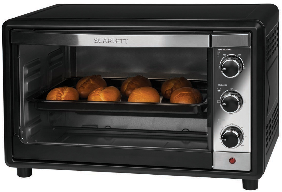 Scarlett SC-EO93O18, Black мини-печьSC-EO93O18 Scarlett SC-EO93O18, Black мини-печьSC-EO93O18Печь с грилем, 1600 Вт., 35 л., Таймер 120 мин., 100 - 250оС , конвекция