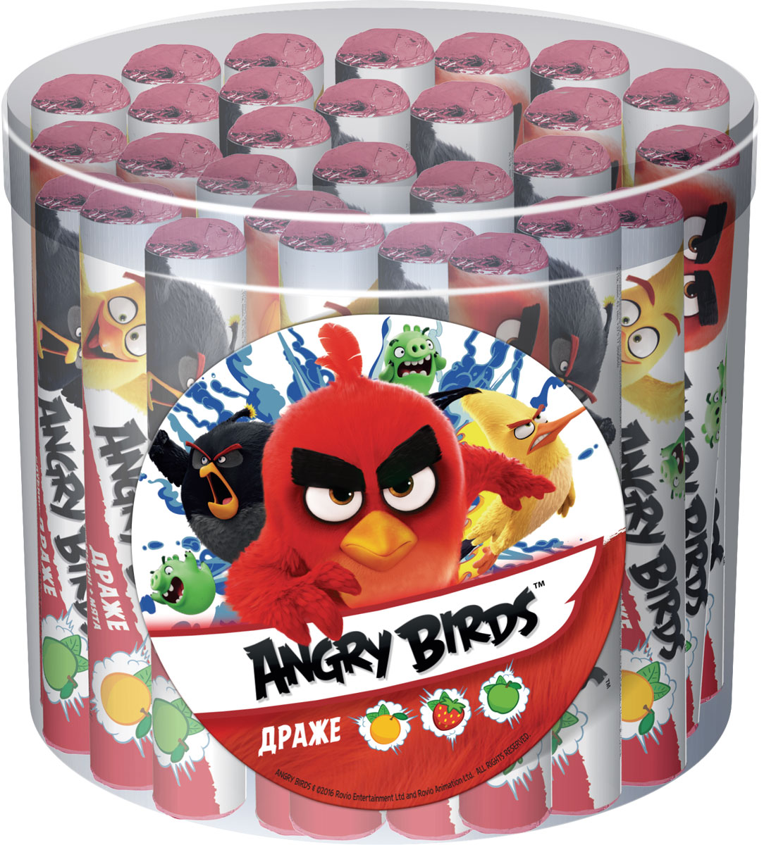 Angry Birds Movie драже освежающее, 24 шт по 24 гУТ18476 Angry Birds Movie драже освежающее, 24 шт по 24 гУТ18476Освежающее драже со вкусом мяты и апельсина, со вкусом мяты и клубники, со вкусом мяты и яблока.
