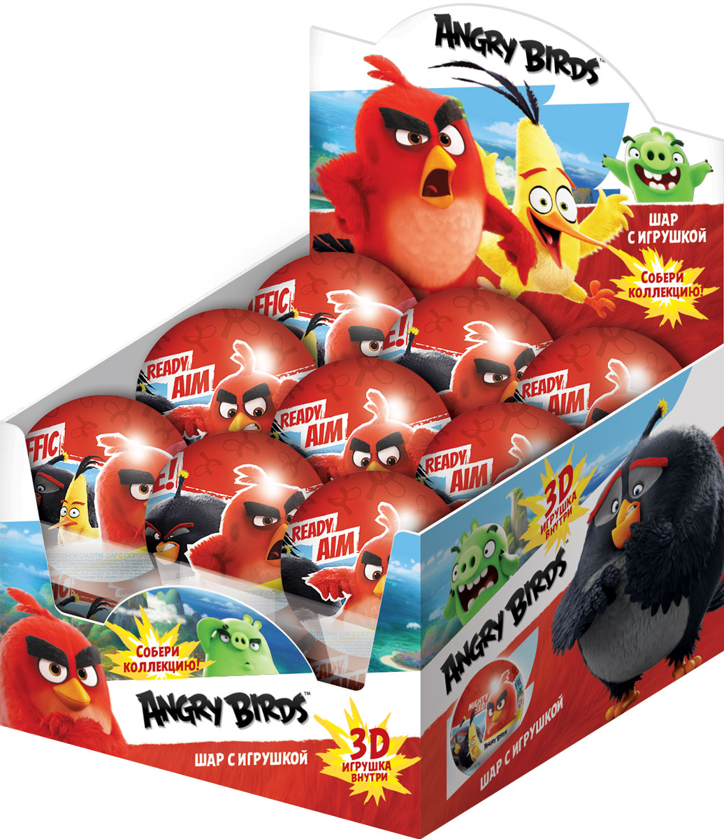 Angry Birds Movie шоколадный шар с сюрпризом, 18 шт по 25 гУТ20470 Angry Birds Movie шоколадный шар с сюрпризом, 18 шт по 25 гУТ20470Шар из молочной шоколадной глазури с игрушкой.