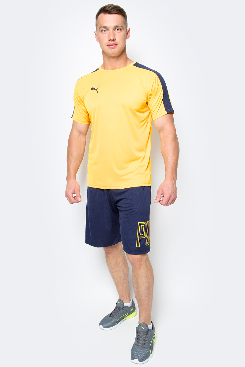 Футболка мужская Puma IT evoTRG Training Tee, цвет: желтый. 65517557. Размер XS (42/44)655175_57 Футболка мужская Puma IT evoTRG Training Tee, цвет: желтый. 65517557. Размер XS (42/44)655175_57Футболка мужская IT evoTRG Training Tee изготовлена из полиэстера с использованием высокофункциональной технологии dryCELL, которая отводит влагу, поддерживает тело сухим и гарантирует комфорт. Футболка декорирована надписью evoTRG сзади и логотипом PUMA, нанесенным методом термопечати на правую сторону груди. На спине имеются сетчатые вставки для хорошей циркуляции воздуха. Рукава фирменного покроя также дополнены сетчатым материалом. Изделие имеет стандартную посадку, круглый вырез горловины и короткие рукава. Это удобная футболка для занятий, которая не стесняет движений и поможет сконцентрироваться на тренировке и не обращать внимания на одежду.