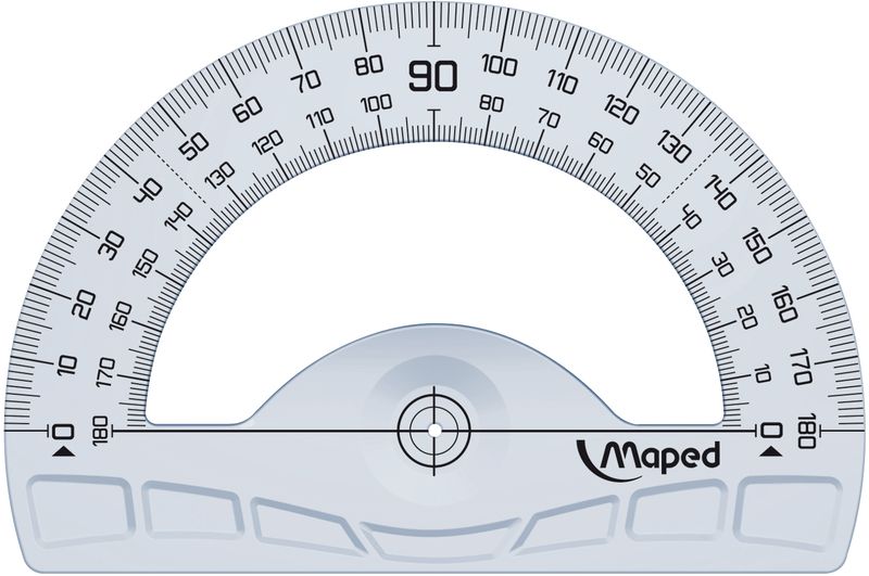 Maped Транспортир 12 см242180 Maped Транспортир 12 см242180Транспортир Maped на 180°, основание 12 см, выполнен из пластика. На поверхность нанесена высококачественная градуировка - УФ чернила, не пачкающиеся края.