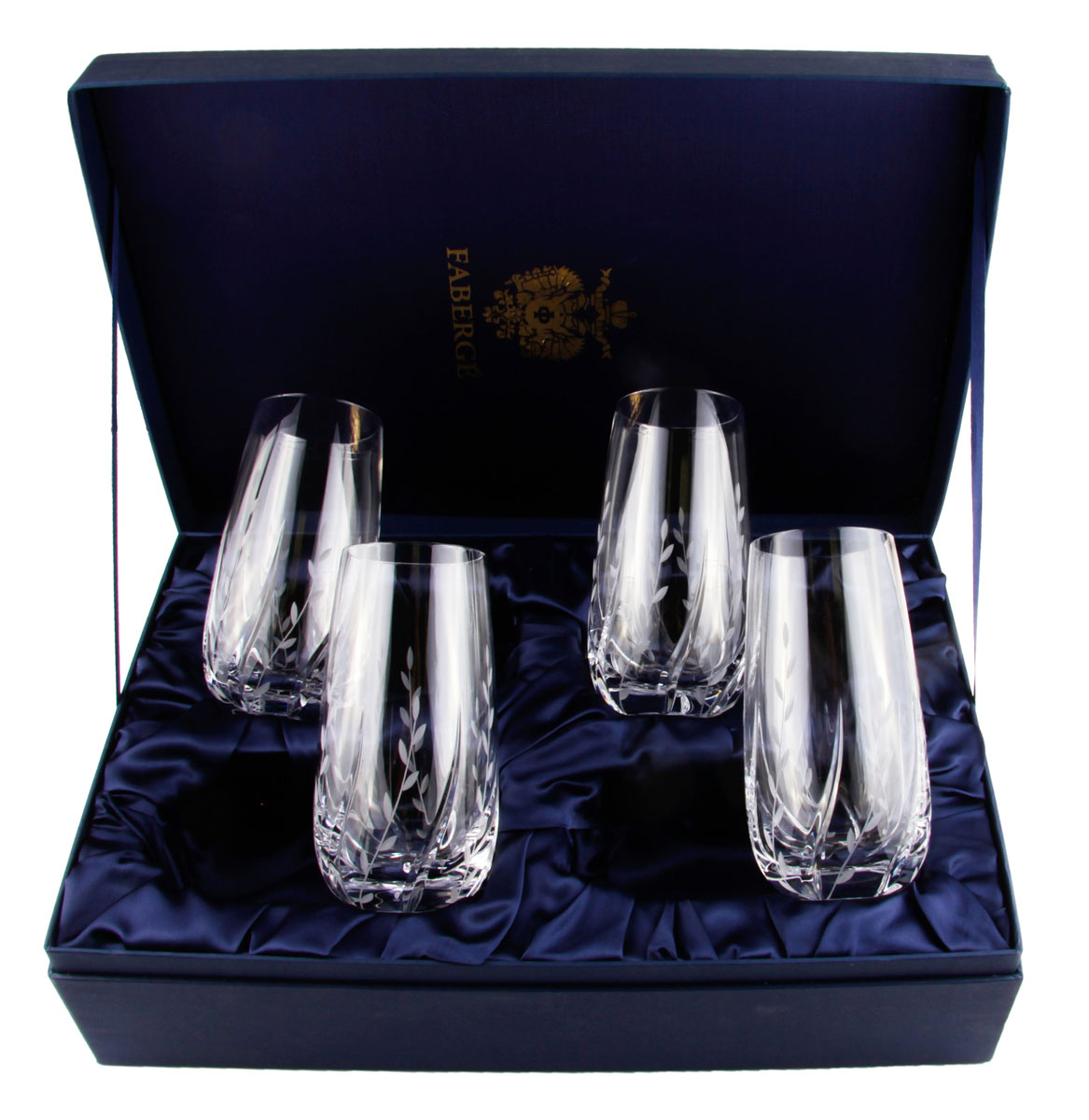 Комплект из 4 стаканов для воды и сока. Хрусталь, гранение, House of Faberge. Конец XX века