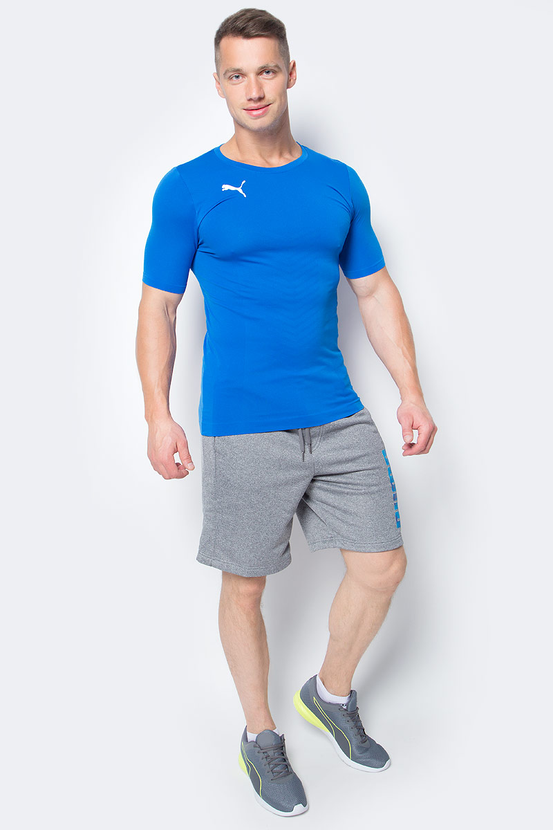 Футболка мужская Puma ftblTRG evoKNIT Tee, цвет: голубой. 655205_02. Размер XL (50/52)655205_02 Футболка мужская Puma ftblTRG evoKNIT Tee, цвет: голубой. 655205_02. Размер XL (50/52)655205_02Футболка ftblTRG evoKNIT Tee изготовлена из 100% полиамида с верхним покрытием из биоматериала. Бесшовная конструкция изделия по корпусу из трикотажа жаккардового плетения создает максимальный комфорт. Изделие имеет классический крой, круглый вырез горловины и стандартные короткие рукава. Модель дополнена набивным логотипом PUMA с правой стороны груди. Такая футболка прекрасно подходит для тренировок.