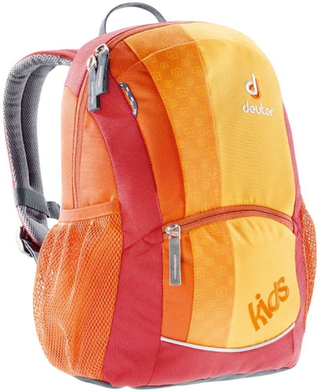 Deuter Рюкзак Kids цвет оранжевый36013-9000 Deuter Рюкзак Kids цвет оранжевый36013-9000Рюкзак Deuter Kids доставит много радости во время прогулки на озеро или в горы. Веселая цветовая гамма обрадует девчонок и мальчишек.Рюкзак имеет удобную мягкую спинку, S-образные плечевые лямки с мягкими краями и нагрудный стреп. По бокам изделия находятся два боковых сетчатых кармана. Рюкзак имеет одно отделение на застежке-молнии, внутри которого находится именная бирка. Отражатель 3M находится спереди и на переднем кармане с молнией для безопасности. Сверху располагается потайной карманчик на молнии. Рюкзак имеет петли для пристежки разных трофеев.