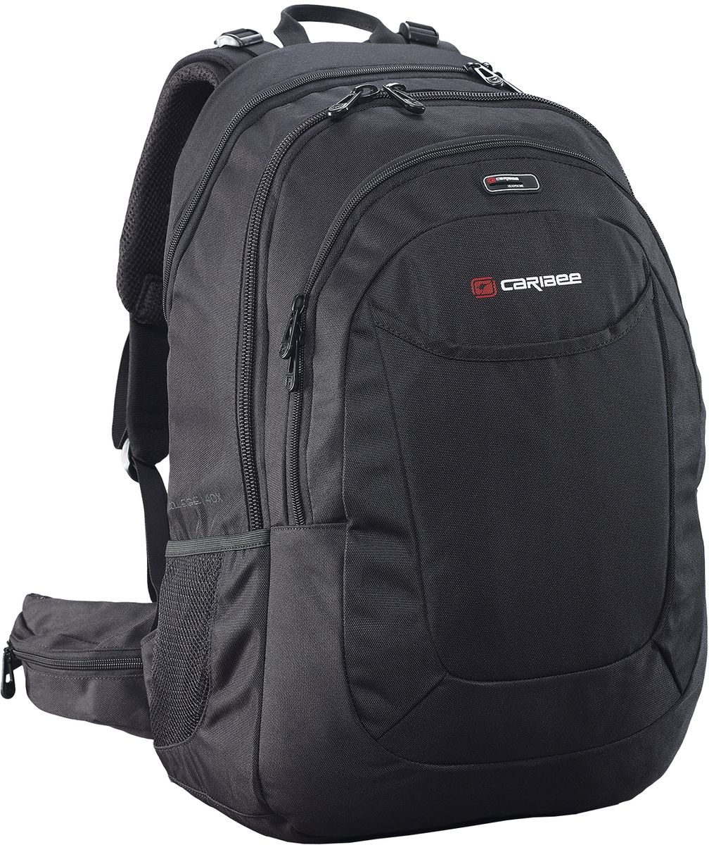 Caribee Рюкзак College 40 X-tend цвет черный6370 Caribee Рюкзак College 40 X-tend цвет черный6370Рюкзак Caribee College 40 X-tend - рюкзак для старшей школы, института, города. Эргономичная регулируемая по высоте спинка имеет три положения: S, M, L. Встроенный алюминиевый каркас по форме спины держит форму рюкзака.Рюкзак имеет регулируемые нагрудный и поясной ремни для плотной посадки и разгрузки спины при переносе большого веса. Валики в поясничном отделе рюкзака расположены для максимального комфорта носки. Изделие вмещает документы формата А4. Мягкий чехол для ноутбука с диагональю 17. Имеется встроенный органайзер, карман для плеера с выходом для наушников и боковые карманы для бутылок с водой.