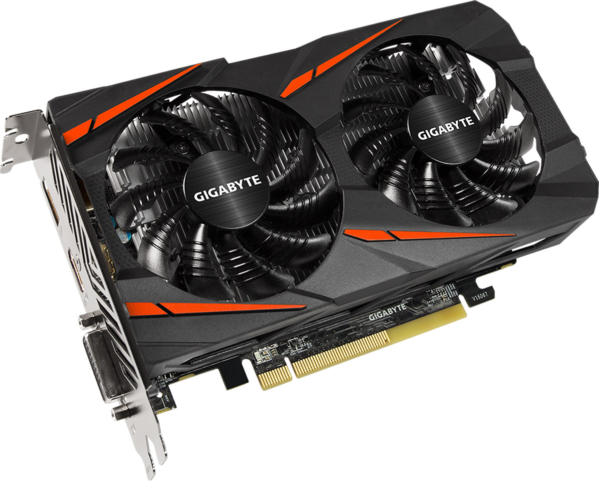 Gigabyte Radeon RX 460 Windforce OC 2GB видеокартаGV-RX460WF2OC-2GD Gigabyte Radeon RX 460 Windforce OC 2GB видеокартаGV-RX460WF2OC-2GDИспытайте новые ощущения от погружения в мир виртуального гейминга и развлечений вместе с графической картой Gigabyte Radeon RX 460 Windforce OC с революционной архитектурой Polaris.Архитектура Polaris сочетает новейший 14-нанометровый техпроцесс FinFET и инновационные технологии AMD в области электропитания и регулирования и изменения частоты, обеспечивая удивительно тихую работу видеокарты. Испробуйте игровые функции, которые динамически оптимизируют громкость звука в зависимости от фактической температуры и рабочих нагрузок. Будьте готовы к использованию новейших дисплеев с поддержкой интерфейсов HDMI 2.0 и Display Port 1.4 HDR!Система охлаждения WINDFORCE 2X оснащена двумя вентиляторами 90 мм с уникальным дизайном лопастей, двумя медными композитными теплотрубками, технологией прямого контакта. Все это позволяет получить эффективный уровень теплорассеивания для высокопроизводительной системы с низкой температурой.Воздушный поток оптимизирован с помощью разнонаправленного вращения вентиляторов, которое позволяет уменьшить турбулентность и эффективно отводить тепло. Используется полу-пассивный режим работы, вентиляторы останавливают свою работу, если температура чипа не высокая, или нет достаточной нагрузки. На торце видеокарты расположен индикатор работы вентилятора.При производстве карты используются дроссели и конденсаторы высокого качества, благодаря этому факту графическая карта обеспечивает выдающуюся производительность и долговечность системы.Настраивайте частоты, напряжение, режим работы вентиляторов, параметры производительности в программном обеспечении Xtreme Engine. Все эти настройки могут быть изменены в режиме реального времени, согласно вашим предпочтениям.