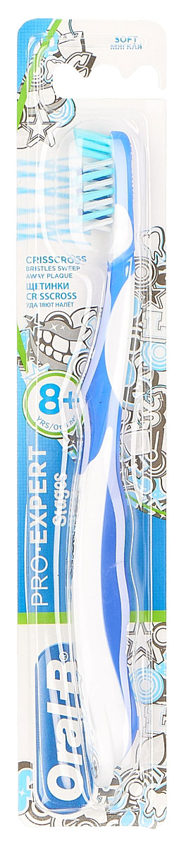 Oral-B Детская зубная щетка Pro-Expert Stages от 8 лет мягкая цвет синий3014260278342_синий Oral-B Детская зубная щетка Pro-Expert Stages от 8 лет мягкая цвет синий3014260278342_синийДетская зубная щетка Oral-B Pro-Expert разработана для детей старше 8 лет, у которых происходит смена молочных зубов.Преимущества зубной щетки: головка с мягким покрытием, чтобы помочь защитить нежные десны ребенка; перекрещивающиеся щетинки Crisscross, которые помогают удалять налет в труднодоступных местах между зубами; поверхность для чистки языка, предназначена для свежего дыхания и уверенной улыбки; эргономичная ручка, которую удобно держать, помогает ребенку чистить зубы.Товар сертифицирован.