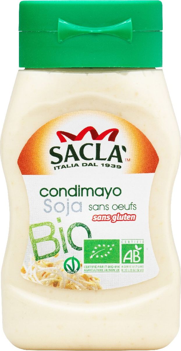 Sacla Condimayo Soja Bio веганский с соей соус майонезный Био, 260 г250264 Sacla Condimayo Soja Bio веганский с соей соус майонезный Био, 260 г250264Использовать в качестве приправы к салатам и различным блюдам, а также как соус для картофеля фри.