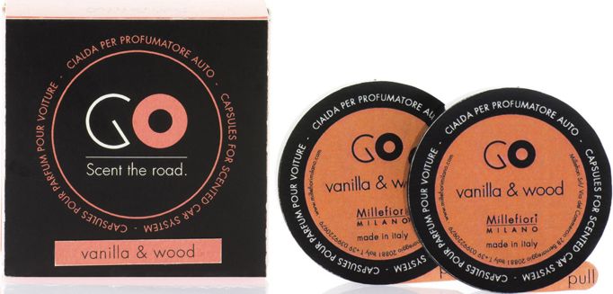 Картридж сменный Millefiori Milano GO Refill Ваниль и дерево / Vanilla & Wood, 2 капсулы13RGDV Картридж сменный Millefiori Milano GO Refill Ваниль и дерево / Vanilla & Wood, 2 капсулы13RGDVКартридж сменный Millefiori Milano GO Refill наполнит ваш автомобиль неповторимым ароматом. Ароматизатор произведен из натуральных компонентов и является образцом качественного и безопасного продукта. Прослужит около 4-х недель. Описание ароматической композиции: сладкие ноты ванили, усиленные нотами леса и сандалового дерева.Базовые ноты: Горький апельсин, Бергамот, Масло Парагвайского апельсина, Жасмин.Средние ноты: Ягоды ванили из Мадагаскара, Семена моркови.Верхние ноты: Марокканское кедровое дерево, Черное дерево, Сандаловое дерево, Жженый солод, Флорентийский ирис. Товар сертифицирован.