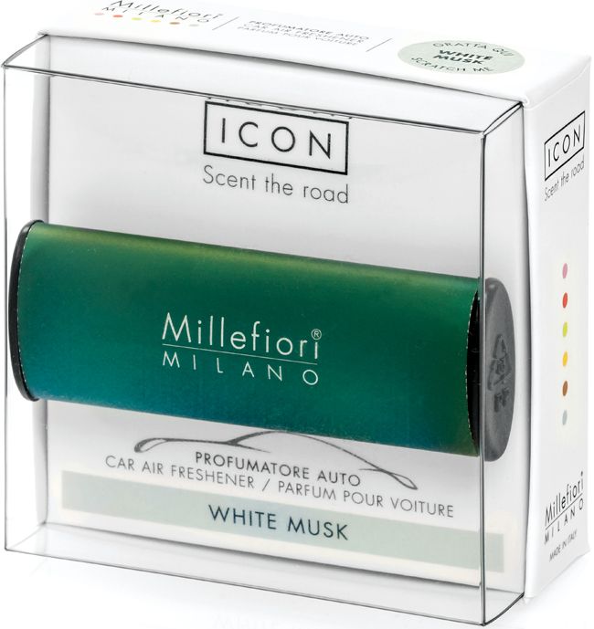 Ароматизатор в авто Millefiori Milano Icon Classic Белый мускус / White Musk16CARGR Ароматизатор в авто Millefiori Milano Icon Classic Белый мускус / White Musk16CARGRАроматизатор в авто Millefiori Milano Icon Classic наполнит ваш автомобиль неповторимым ароматом. Ароматизатор произведен из натуральных компонентов и является образцом качественного и безопасного продукта. Ароматизатор крепится с помощью функционального клипа, который можно легко установить на вентиляционные отверстия автомобиля, как вертикально, так и горизонтально. Авто ароматизатор прослужит вам около 4-х недель. Описание ароматической композиции: пудровые ноты белого букета цветов, посыпанного ванилью.Базовые ноты: Ландыш, Цикламен, Белый Мускус, Цветы апельсина.Средние ноты: Гвоздика, Белый мускус, Африканская герань, Анис.Верхние ноты: Флорентийский ирис, Американский кедр, Ваниль, Ягоды из Мадагаскара, Бобы Тонка.Товар сертифицирован.