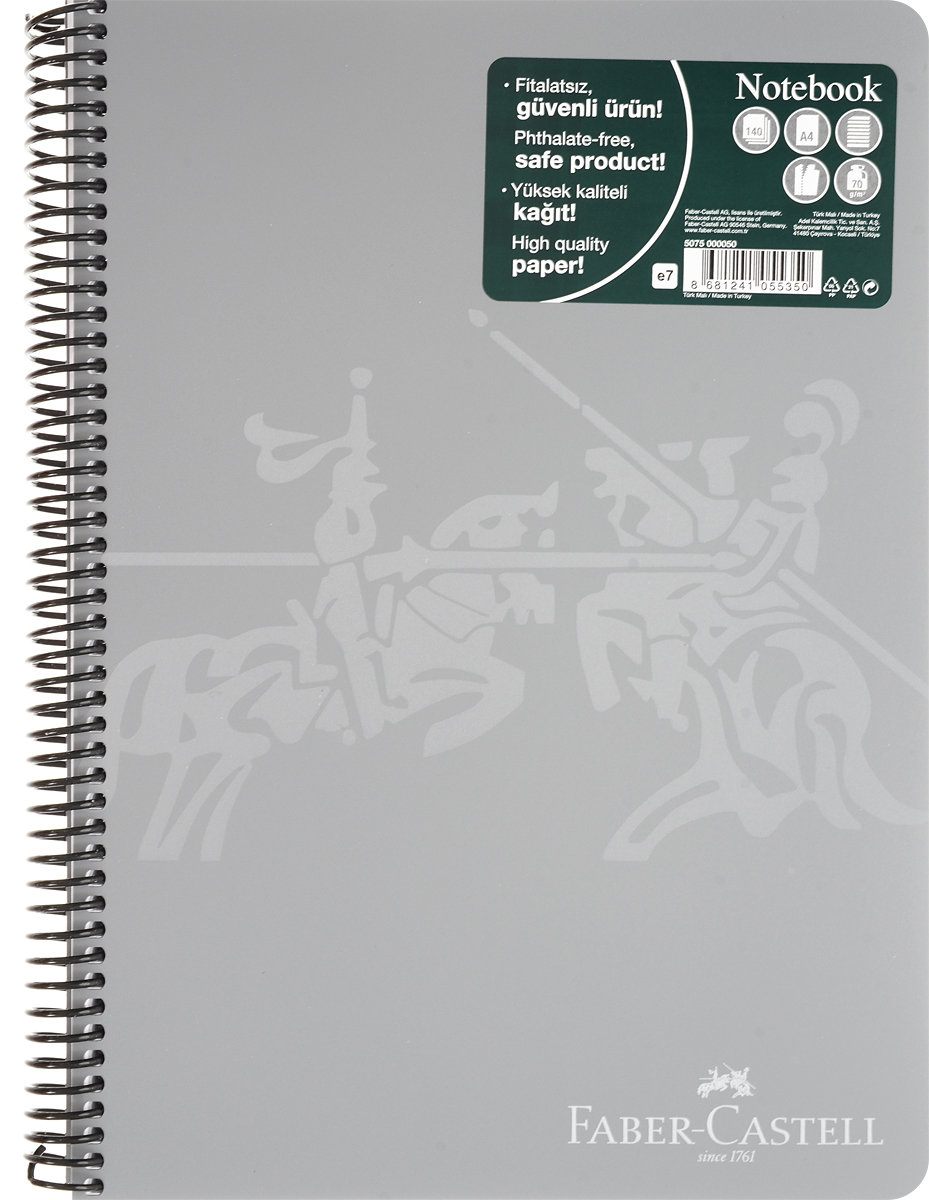 Faber-Castell Блокнот Knight 140 листов в линейку цвет серый507050_серый Faber-Castell Блокнот Knight 140 листов в линейку цвет серый507050_серыйБлокнот Faber-Castell Knight в твердой пластиковой обложке подойдет для памятных записей, любимых стихов и многого другого.Внутренний блок блокнота состоит из 140 листов в линейку, способ крепления листов - пластиковая спираль. Страницы блокнота дополнены микроперфорацией для удобного отрыва листов.Такой блокнот станет не только достойным аксессуаром среди ваших канцелярских принадлежностей, но и практичным подарком для близких и друзей.