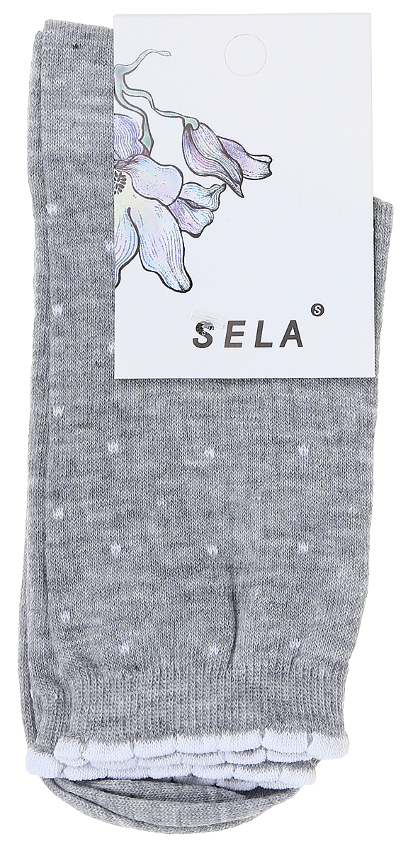 Носки женские Sela, цвет: светло-серый меланж. SOb-154/055-7331. Размер 21/23SOb-154/055-7331 Носки женские Sela, цвет: светло-серый меланж. SOb-154/055-7331. Размер 21/23SOb-154/055-7331Удобные женские носки Sela изготовлены из высококачественного приятного на ощупь материала в горошек. Благодаря содержанию мягкого хлопка в составе, кожа сможет дышать, а эластан позволяет носкам легко тянуться, что делает их комфортными в носке. Фигурная эластичная резинка с контрастной полоской по краю плотно облегает ногу, не сдавливая ее, и обеспечивает комфорт и удобство. Уважаемые клиенты! Размер, доступный для заказа, является длиной стопы.