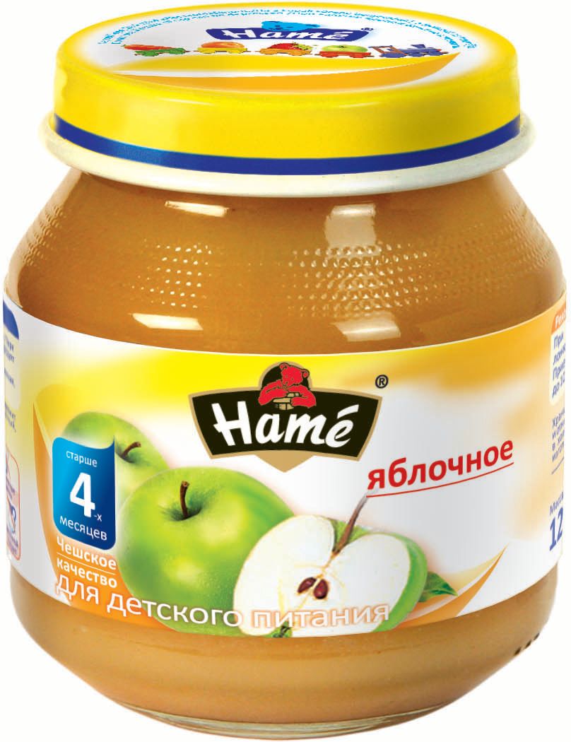 Hame яблоко фруктовое пюре, 125 г23500021702101 Hame яблоко фруктовое пюре, 125 г23500021702101Фруктовое пюре для детей раннего возраста. Чешское качество.Пищевая ценность в 100 г продукта:Белок, г - 0,3Жир, г - 0,3Углеводы, г - 19,9При вскрытии банки должен быть слышен хлопок. Чистой сухой ложкой перемешать содержимое и взять необходимое количество. Прием пюре начинать с 1 чайной ложки в день, увеличивая к 12 месяцам до 100 г в день. Не добавлять сахар.