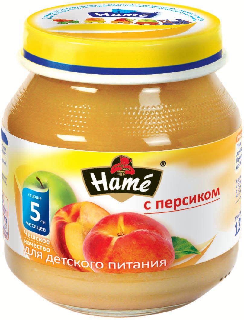 Hame персик фруктовое пюре, 125 г23500041702101 Hame персик фруктовое пюре, 125 г23500041702101Фруктовое пюре для детей раннего возраста. Чешское качество.Пищевая ценность в 100 г продукта:Белок, г - 0,3Жир, г - 0,3Углеводы, г - 19,9При вскрытии банки должен быть слышен хлопок. Чистой сухой ложкой перемешать содержимое и взять необходимое количество. Прием пюре начинать с 1 чайной ложки в день, увеличивая к 12 месяцам до 100 г в день. Не добавлять сахар.