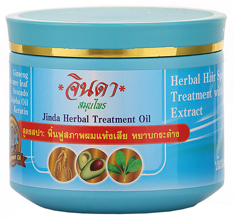 Jinda Herbal Treatment Ginseng - Маска для сухих и поврежденных волос с Женьшенем, Кератином, маслом Авокадо и маслом Жожоба, 400 мл
