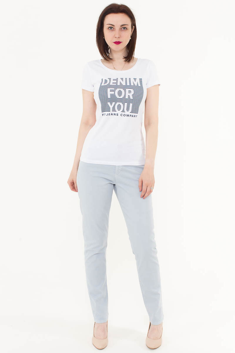 Футболка женская F5, цвет: белый. 170083_12380. Размер M (46)170083_12380/Denim, TR Porte, white Футболка женская F5, цвет: белый. 170083_12380. Размер M (46)170083_12380/Denim, TR Porte, whiteЖенская футболка F5, изготовленная из качественного материала, поможет создать модный образ и станет отличным дополнением к повседневному гардеробу. Модель оформлена оригинальным принтом.