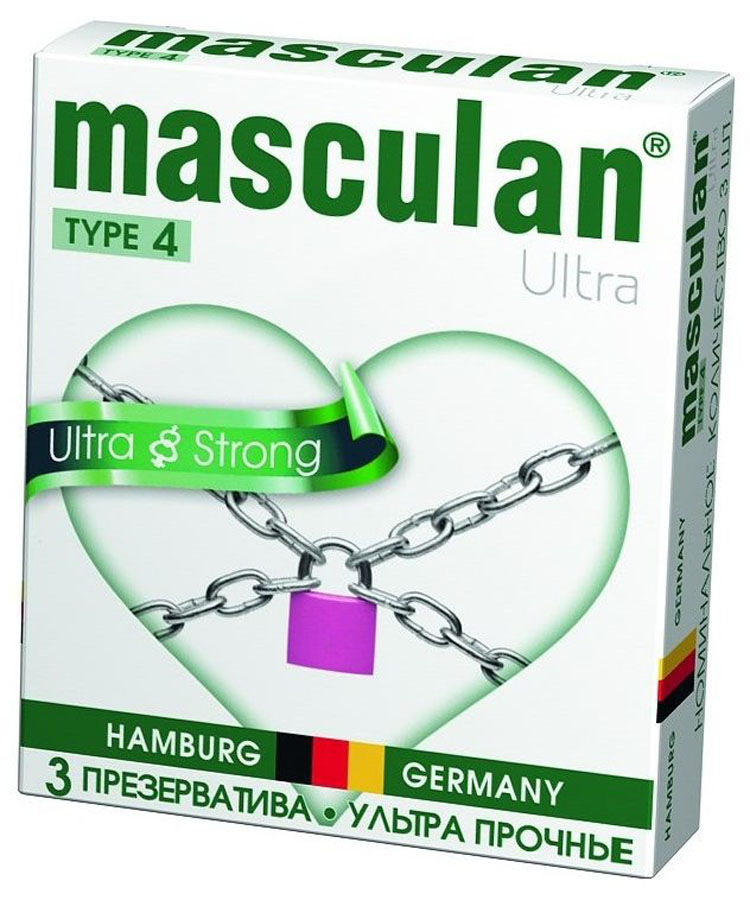 Masculan Презервативы 4 Ultra №3. ультрапрочные11753 Masculan Презервативы 4 Ultra №3. ультрапрочные11753Презервативы черного цвета с обильной смазкой и утолщенной стенкой. Идеально подходят для интенсивного применения. Предназначены для предохранения от нежелательной беременности и защиты от заболеваний, передающихся половым путем. Продукция Маскулан по качеству изделия и упаковки является товаром премиум класса, однако позиционируется бренд в среднем ценовом сегменте, предоставляя высокое качество изделия по доступной основной массе населения цене. Презервативы Masculan значительно превосходят требования ГОСТа по многим характеристикам (длина, сила на разрыв и т.д.)