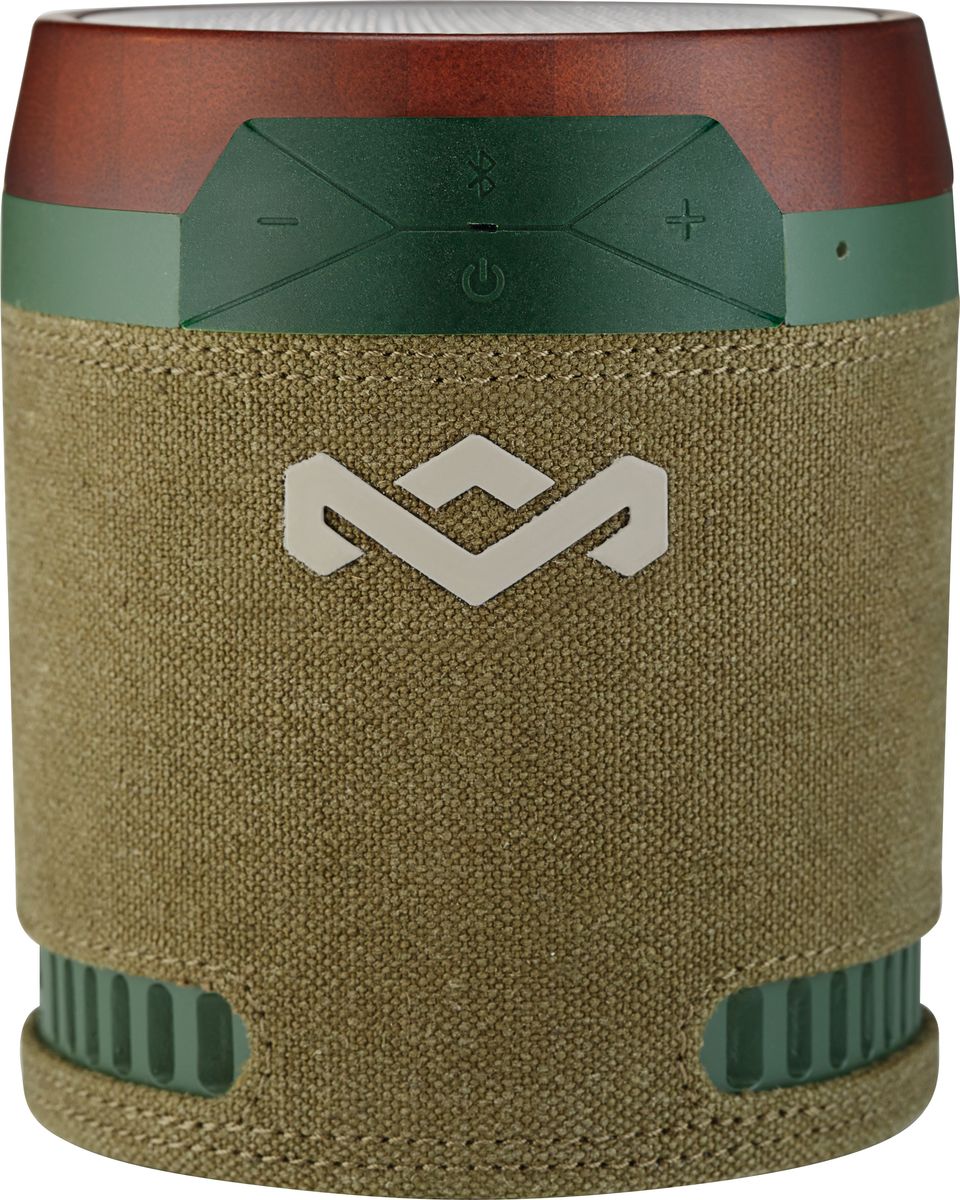 House of Marley Chant, Green портативная акустическая системаEM-JA008-GR House of Marley Chant, Green портативная акустическая системаEM-JA008-GRПродукция бренда Marley отличается особым шармом, благодаря дизайнерскому стилю и использованию натуральных материалов. Портативная Bluetooth акустика Chant Mini не исключение. Миниатюрная колонка напоминает своим дизайном африканский иснтрумент там-там. Chant Mini сопрягается со всеми мобильными устройствами, поддерживающими Bluetooth. Также возможно и проводное подключение через стандартный аудио разъем. Динамик акустики будет радовать вас ярким, мощным и сочным звучанием. Аккумулятор обеспечивает до 8ч работы без подзарядки. К тому же, встроенный микрофон позволяет использовать колонку в качестве устройства громкой связи. Помимо всего прочего, колонку возможно прикрепить к одежде или рюкзаку с помощью карабина, который входит в комплектацию. И даже, если пойдет небольшой дождь, колонка выдержит и это испытание, так как обладает степенью защиты IPX4.Функциональные особенности: Защита от водяных брызг (IPX4). Встроенный микрофон. Выход на наушники. Материал корпуса: Бамбук, ткань Rewind, пластик, перфорированный аллюминий. Комплектация: Портативная колонка, карабин, кабель USB, инструкция. Размеры, мм: 90 x 85 x 90. Размер упаковки (ДхШхВ), см: 11 x 11 x 15. Вес, г: 340. Вес в упаковке, г: 350.