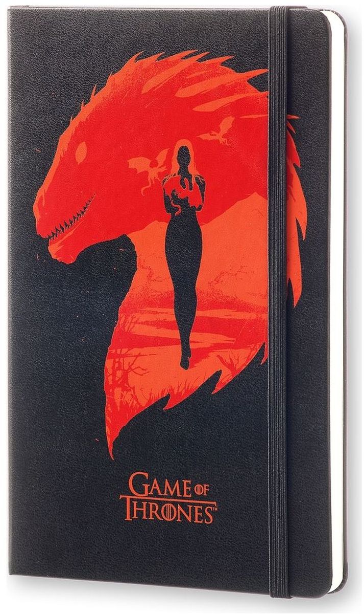 Moleskine Записная книжка Game of Thrones Large 120 листов без разметки цвет черный красный400887 Moleskine Записная книжка Game of Thrones Large 120 листов без разметки цвет черный красный400887Записная книжка Moleskine ограниченной серии посвящена нашумевшей серии книг и одноименному сериалу Игра Престолов. Твердая обложка облегчает запись заметок, а специально созданные изображения наполняют записную книжку внутри и снаружи. Творческое вдохновение приближается! Неповторимые черты записной книжки Молескин: Прошитый нитками переплет;Практичные скругленные углы;Не желтеющие со временем страницы;Быстро впитывающая чернила бумага;Вместительный внутренний кармашек.