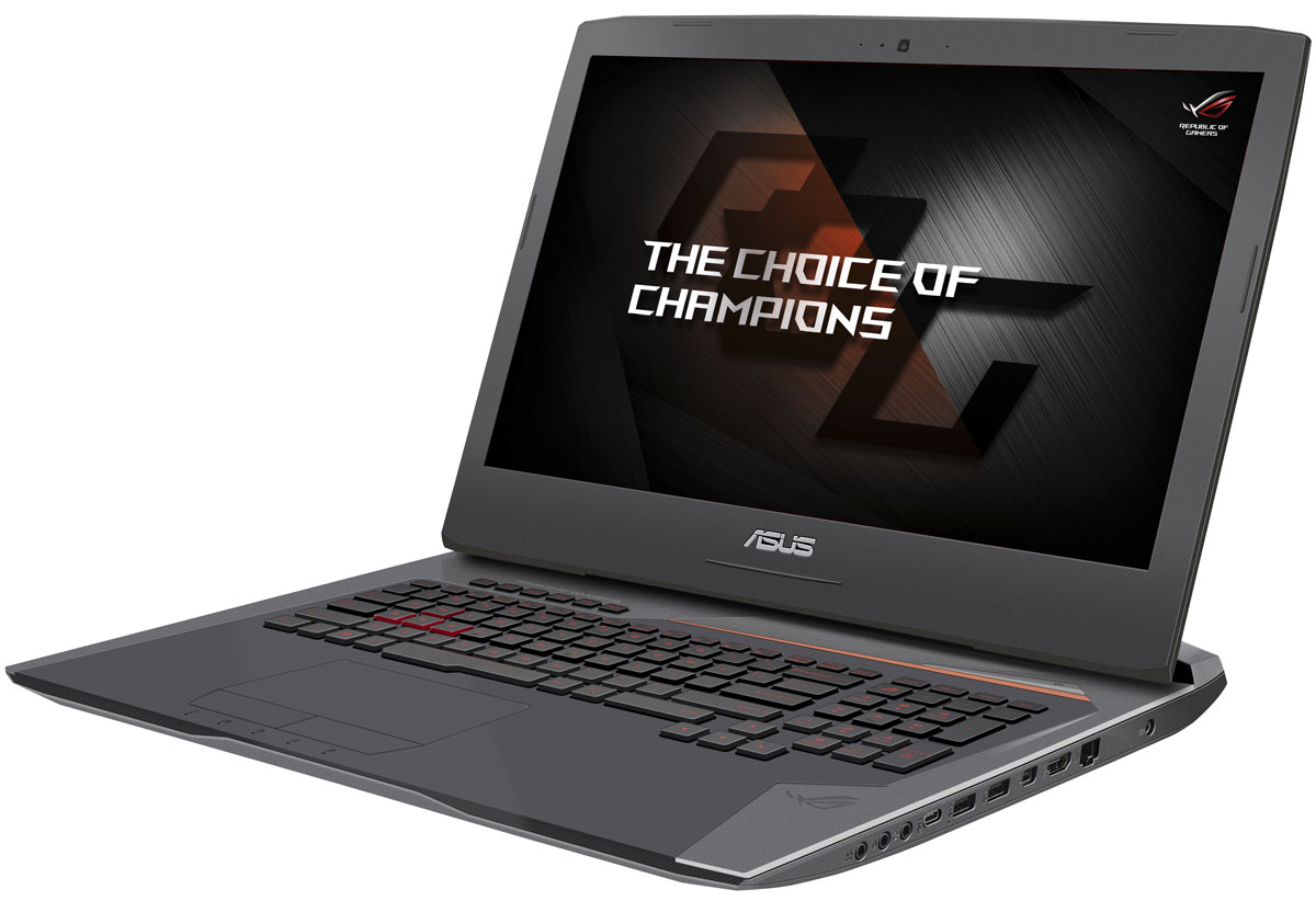 ASUS ROG G752VS (G752VS(KBL)-BA497T)G752VS(KBL)-BA497T ASUS ROG G752VS (G752VS(KBL)-BA497T)G752VS(KBL)-BA497TASUS ROG G752VS - новая модель в линейке геймерских ноутбуков ROG, представляющая собой вершину ее эволюции. В корпусе этого ноутбука, выполненном в темно-серебристом цветовом оформлении с медно-оранжевыми акцентами, скрываются мощные компоненты: новейший процессор Intel Core i7 седьмого поколения, современная видеокарта NVIDIA GeForce GTX 10-й серии и 16 гигабайтаоперативной памяти DDR4. Все это работает под управлением операционной системы Windows 10, обеспечивая беспрецедентную скорость в компьютерных играх. Также стоит отметить продуманную систему охлаждения на базе испарительной камеры и эргономичную клавиатуру, способную корректно обрабатывать нажатие множества клавиш одновременно.ROG G752VS предлагает высокую производительность в современных играх за счет мощной аппаратной конфигурации, в которую входят процессор Intel Core i7-7820HK и видеокарта NVIDIA GeForce GTX 1070.Дисплей ноутбука ROG G752VS отличается повышенной частотой обновления экрана (120 Гц) и широкими углами обзора, благодаря которым изображение не претерпевает существенных искажений цветопередачи при взгляде сбоку. Кроме того, в нем реализована технология NVIDIA G-SYNC, синхронизирующая частоту обновления экрана с частотой вывода кадров графическим процессором.С помощью G-SYNC устраняется неприятный эффект разрыва кадра и уменьшается задержка отображения, что обеспечивает как более высокое качество картинки, так и улучшенную реакцию игры на действия пользователя.Видеокарта NVIDIA GeForce GTX 1070 предлагает полную совместимость с современными системами виртуальной реальности и высокую производительность, необходимую для их надлежащей работы.Для охлаждения графического процессора в данном ноутбуке применяется мощный кулер с испарительной камерой и медными тепловыми трубками. Принцип работы испарительной камеры состоит в том, что находящийся в ней теплоноситель постоянно меняет свое состояние из жидкого в газообразное и обратно. Это решение давно зарекомендовало себя в качестве весьма эффективного способа рассеивания тепла от высокопроизводительных графических чипов.Как и другие модели серии ROG, G752VS обладает высокоэффективной системой охлаждения. В ее состав входят два кулера для центрального и графического процессоров, выдувающие горячий воздух сквозь вентиляционные решетки в задней части корпуса, поэтому верхняя панель ноутбука остается комфортно прохладной при любых условиях работы. Кроме того, в ней имеется специальный пылеотвод, который помогает предотвратить попадание пыли к внутренним компонентам. Такое решение продлевает срок службы всего устройства.Клавиатура ноутбука ROG G752VS может похвастать продуманной эргономикой и прекрасно обрабатывает одновременное нажатие множества клавиш - до 30 одновременно! Кроме того, у нее имеются несколько дополнительных кнопок, которые программируются на выполнение серий команд (макросов). Прочная и эргономичная (глубина хода клавиш - 2,5 мм), эта клавиатура оснащается подсветкой, которая позволит с комфортом играть даже ночью.Специально для настройки параметров звучания встроенной аудиосистемы к ноутбуку прилагается программное обеспечение Sonic Studio, а разработанная специалистами подразделения звуковых устройств ASUS функция Sonic Radar дает возможность визуализации источников звука в компьютерной игре, даже если те не находятся в пределах прямой видимости.В число интерфейсов, реализованных в ROG G752VS, входят Intel Thunderbolt, способный передавать данные на скорости до 40 Гбит/с, и USB 3.1, представленный обратимым разъемом Type-C. Два быстрых периферийных интерфейса обеспечивают широкую совместимость с различными внешними устройствами.Точные характеристики зависят от модификации.Ноутбук сертифицирован EAC и имеет русифицированную клавиатуру и Руководство пользователя