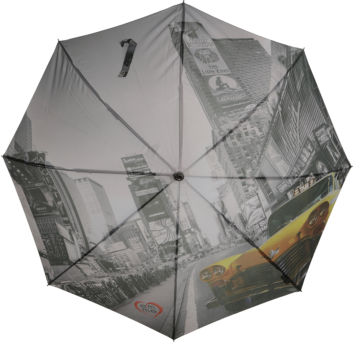 Зонт-трость женский Emme, полуавтомат, цвет: серый, желтый. Е/M405-LA/New York