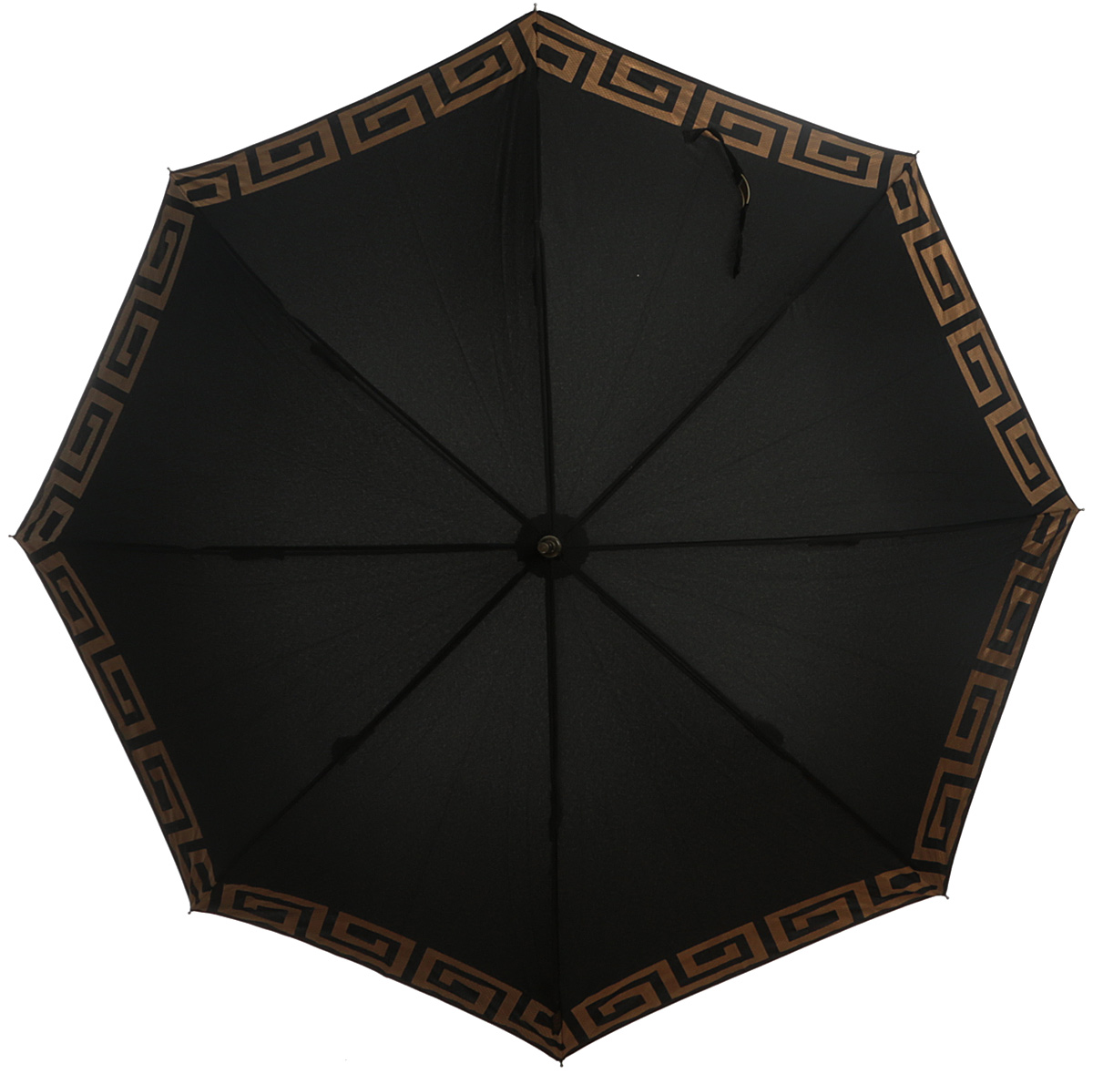 Зонт-трость женский Emme, полуавтомат, цвет: черный, золотой. Е/M345-LA/Meander